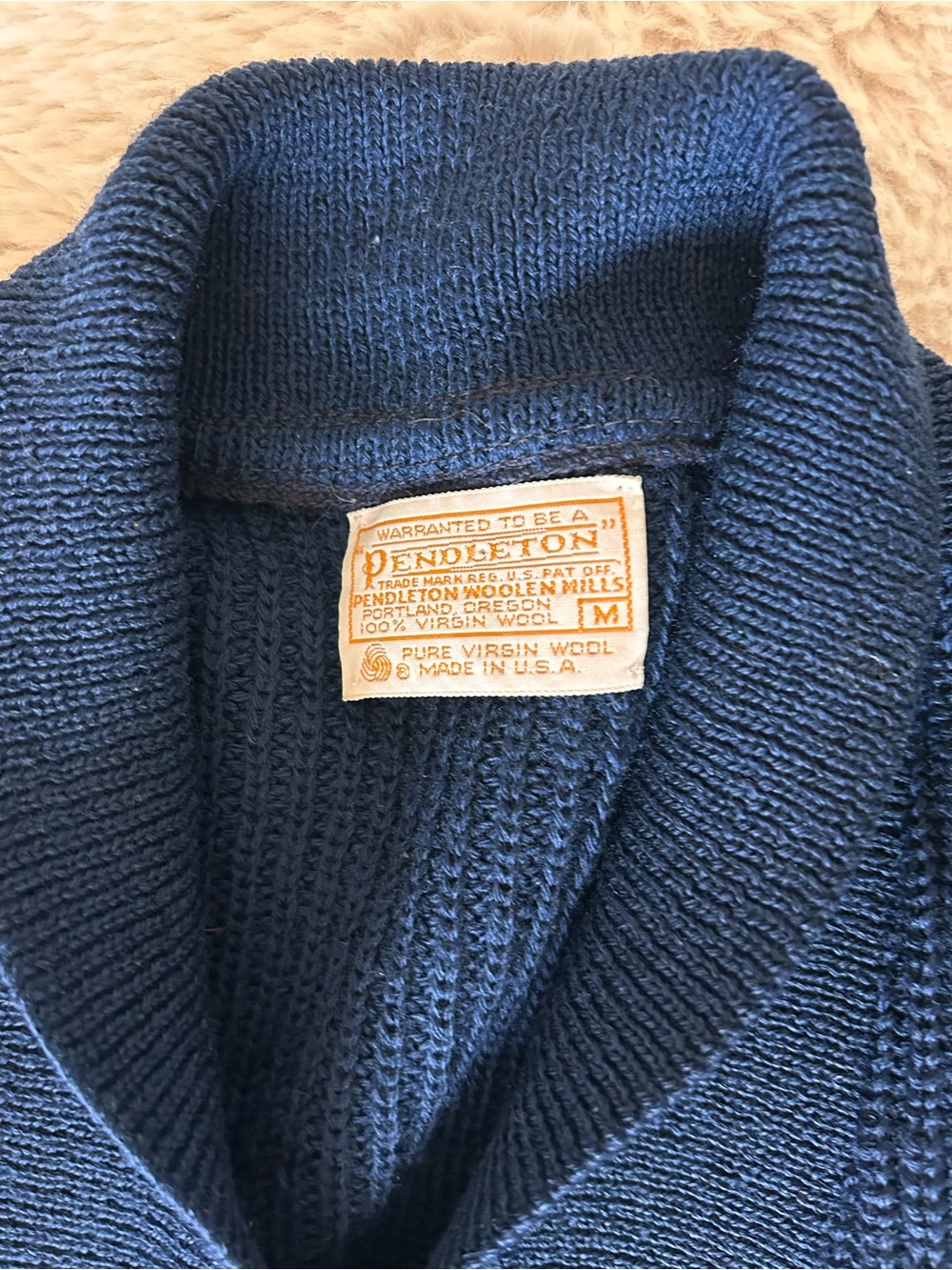 Pendleton Navy Ribbed shawl collar Sweater - Picture 2 of 9
